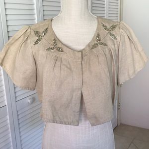 Penny Winter cotton bolero style jacket with sequins appliqués &‎ embroidery M